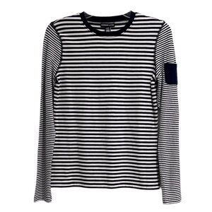 American Living Navy & White Stripe Long Sleeve Top Size Small